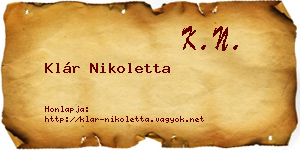 Klár Nikoletta névjegykártya